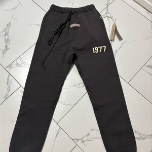 Essentials Black Joggers with Cream Accents